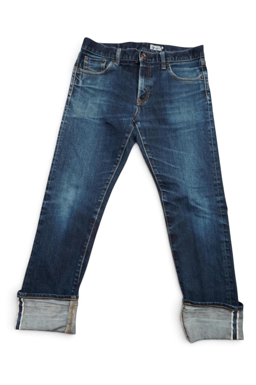 Uniqlo Selvedge Jeans Mens 33x30 Blue Regular Straight Stretch Denim Fits 32x29